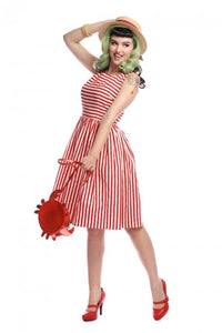 Candice Red and White Striped Swing Dress