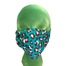 Load image into Gallery viewer, Turquoise Teal leopard face mask 
