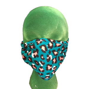 Turquoise Teal leopard face mask 