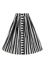 Load image into Gallery viewer, Juno Black and White Stripe Swing Skirt
