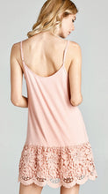 Load image into Gallery viewer, Peach Solid Jersey Knit Dress Extender with Spaghetti Straps and Scalloped Lace Hem
