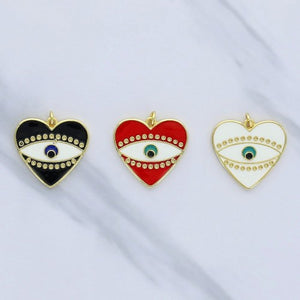 Enamel Evil Eye Heart Charm Bracelet- More Colors and Options Available!