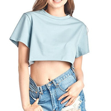 Blue Vintage Style Cropped Tee Top