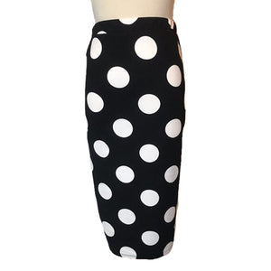 Black with White Polka Dots Wiggle Skirt- Size Small LAST ONE!