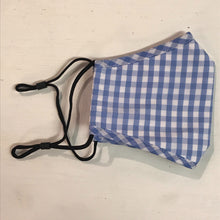 Load image into Gallery viewer, Blue Gingham Adjustable Mask
