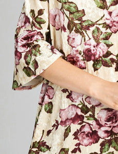 Sandy Floral Off Shoulder Velvet Dress