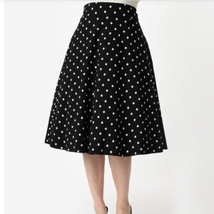 Black and White Polka Dot Vivian Skirt- Plus Size LAST ONE