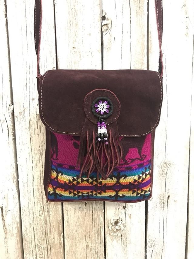 Suede Crossbody Purse with Bead Fixture