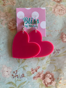 Dangly Heart Acrylic Statement Earrings- More Colors Available!