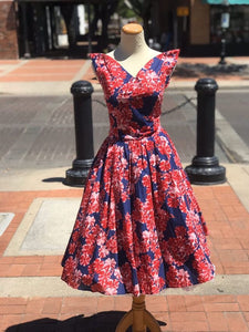 Navy and Pink Floral Dress