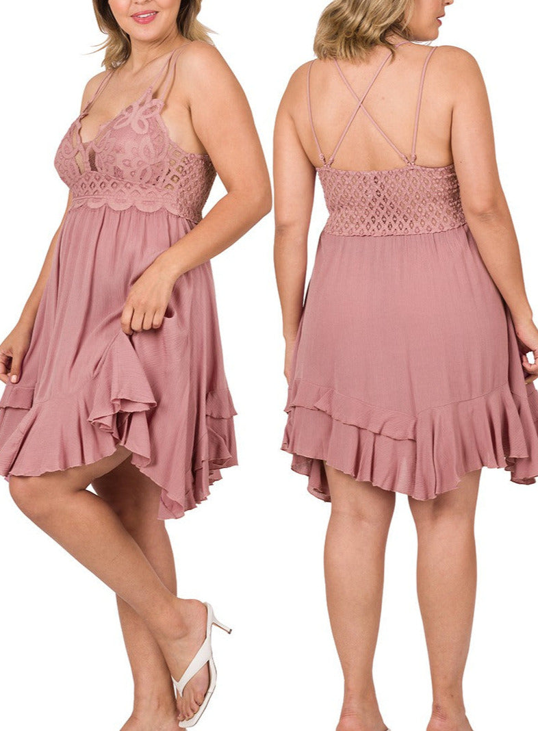 Light Rose Lace and Hanky Hem Summer Dress Light Rose Lace and Hanky Hem Summer Dress