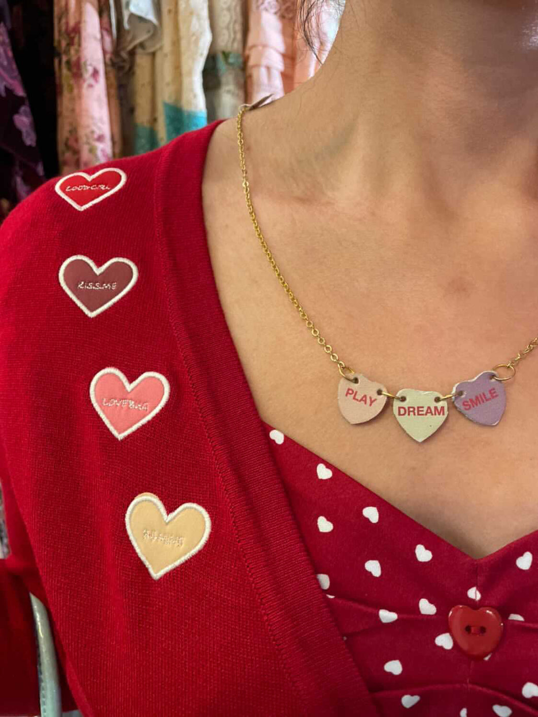Leather Candy Heart Necklace