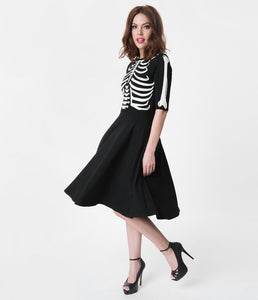 Skeleton Bones Graves Swing Dress Pink House Boutique Skeleton Bones Graves Swing Dress Pink House Boutique