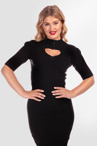 Shirley Black Button Keyhole Cropped Jumper- LAST ONE!
