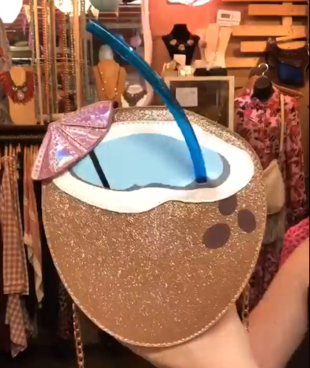 glitter coconut cocktail purse