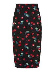 Fiona Cherry Print Wiggle Skirt