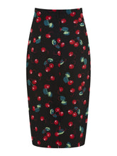 Load image into Gallery viewer, Fiona Cherry Print Wiggle Skirt
