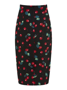 Fiona Cherry Print Wiggle Skirt