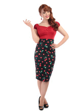 Load image into Gallery viewer, Fiona Cherry Print Wiggle Skirt
