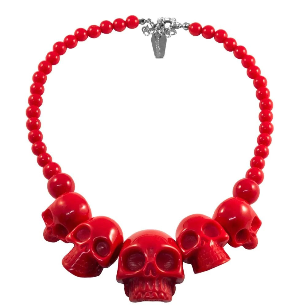 Human Skull Acrylic Necklace- Red