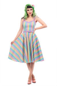 Nova Rainbow Stripes Swing Dress