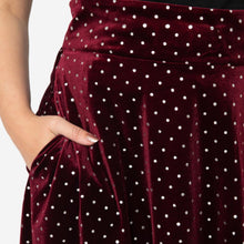 Load image into Gallery viewer, Velvet Wine and Silver Polka Dot Vivian Skirt
