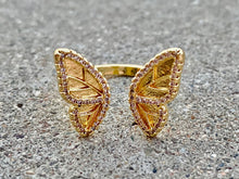 Load image into Gallery viewer, Butterfly In Flight Gold Plated Ring
