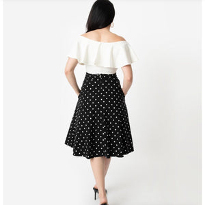 Black and White Polka Dot Vivian Skirt- Plus Size LAST ONE