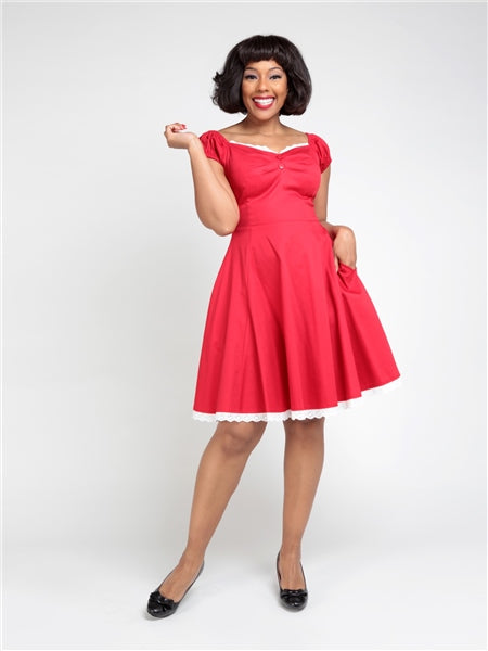 Dolores Red and White Sweetheart Mini Doll Dress