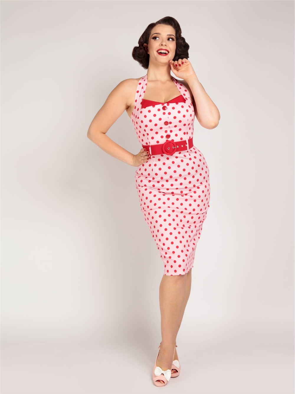 Wanda Pink and Red Polka Dot Pencil Dress – Pink House Boutique