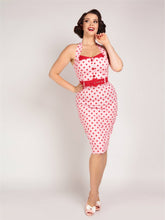 Load image into Gallery viewer, Wanda Pink and Red Polka Dot Pencil Dress
