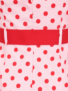 Wanda Pink and Red Polka Dot Pencil Dress
