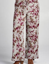 Load image into Gallery viewer, Gray and Mauve Floral Print Palazzo Pants- Last One!
