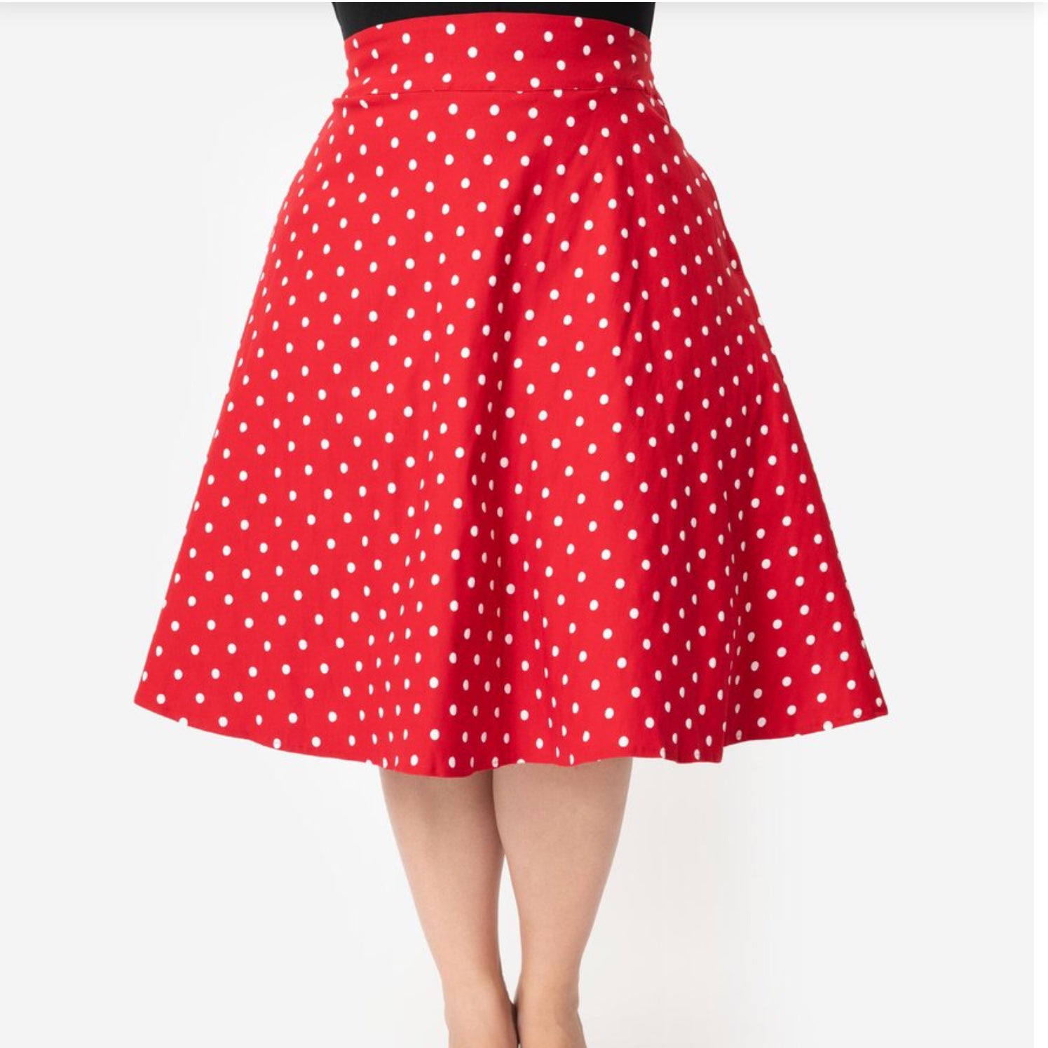 Red and white polka dot skirt plus on sale size