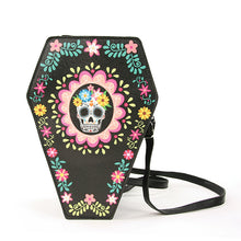 Load image into Gallery viewer, Sugar Skull Coffin Mini Backpack/Purse
