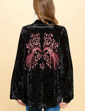 Load image into Gallery viewer, Black Velvet Kimono with Mauve Embroidery
