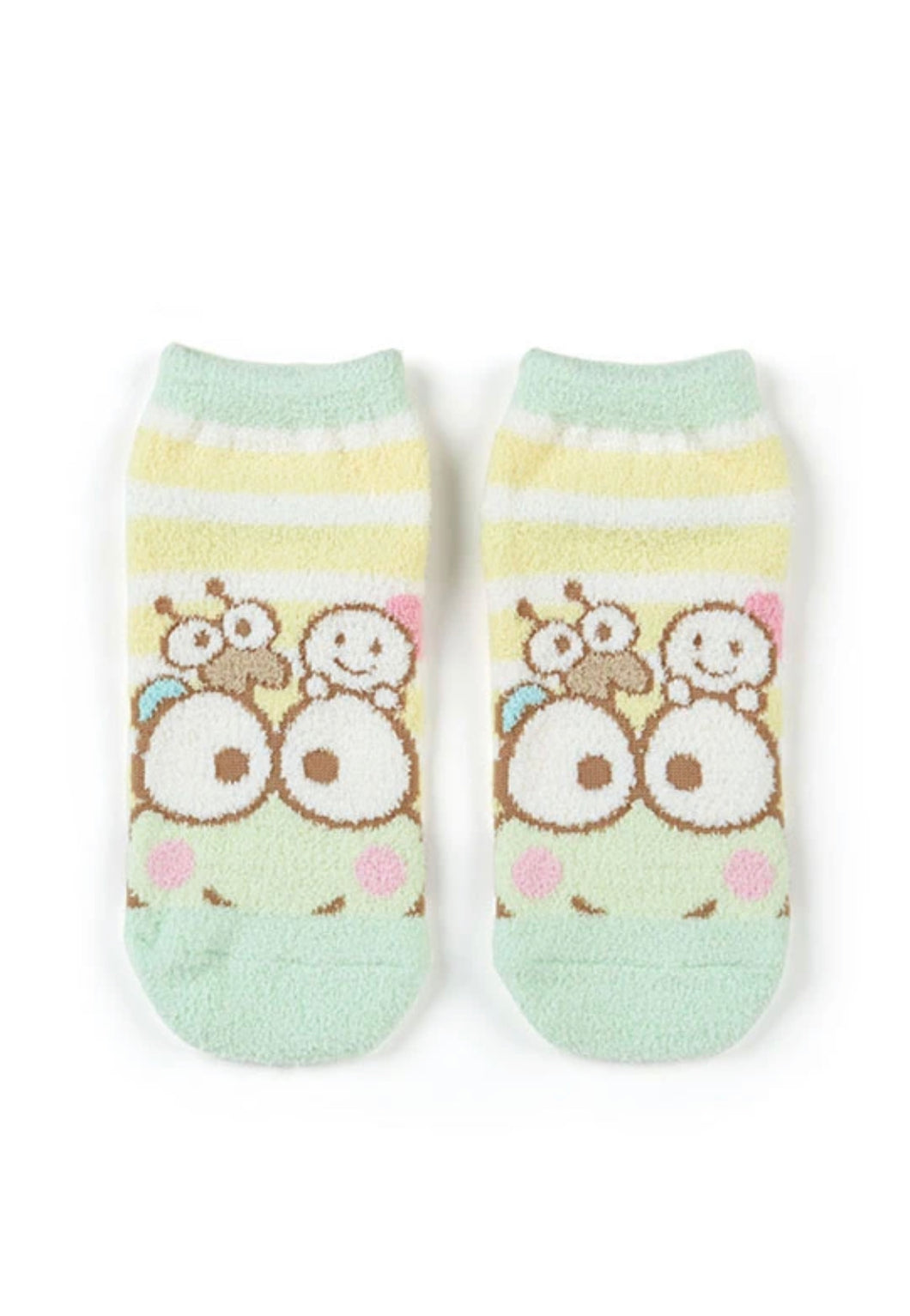 Keroppi Green and Cream Striped Socks