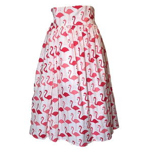 White and Pink Flamingo Swing Skirt