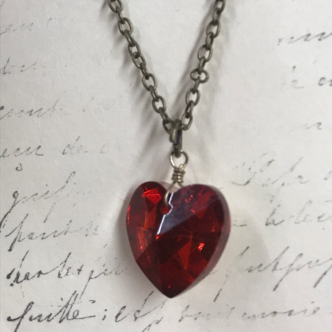 Faceted Hearts Charm Necklace