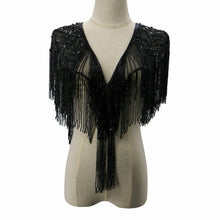 Load image into Gallery viewer, Black Beaded Chevron Pattern Shawl
