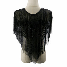 Load image into Gallery viewer, Black Beaded Chevron Pattern Shawl
