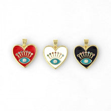Load image into Gallery viewer, Mini Enamel Heart Evil Eye Pendant- More Colors and Options Available!
