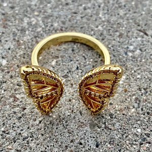Butterfly In Flight Gold Plated Ring