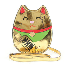 Load image into Gallery viewer, Gold Lucky Cat Cross Body Purse
