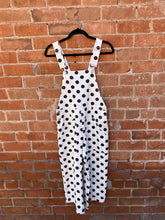 Load image into Gallery viewer, White and Black Polka Dot Overalls- Size Small LAST ONE
