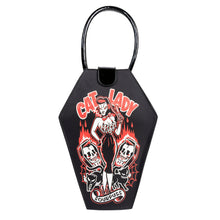 Load image into Gallery viewer, Cat Lady Coffin Kisslock Purse
