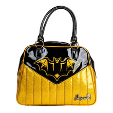 Load image into Gallery viewer, Gold and Black Nokturnal Bat Bowler Purse
