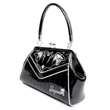 Load image into Gallery viewer, Silver and Black Nokturnal Bat Kisslock Purse
