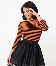 Load image into Gallery viewer, Black and Orange Stripe Knit Three-Quarter Sleeve Gracie Top
