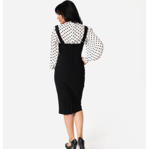 Black Wiggle Suspender Skirt- Size 2XL Last One!